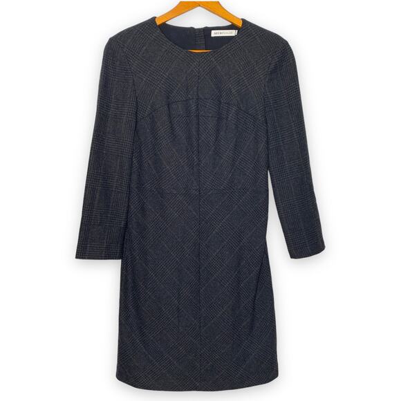 See by Chloe women's dark gray sawtooth plaid wool blend sheath dress SZ 6 - Picture 1 of 12